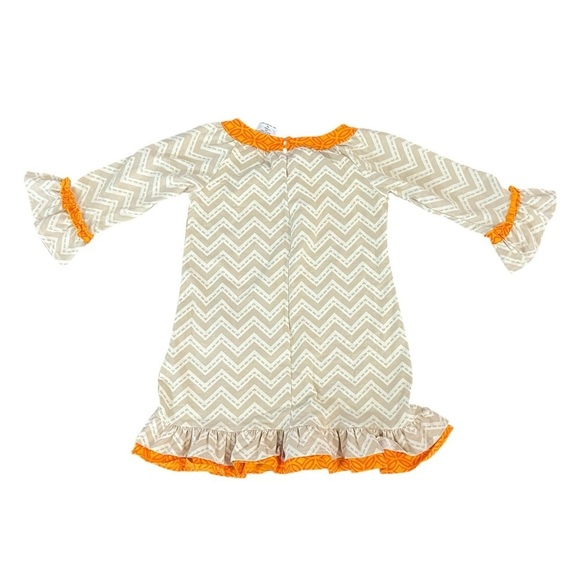 Rare Editions Pumpkin Zig Zag pattern girls dress size 6 - Picture 2 of 6